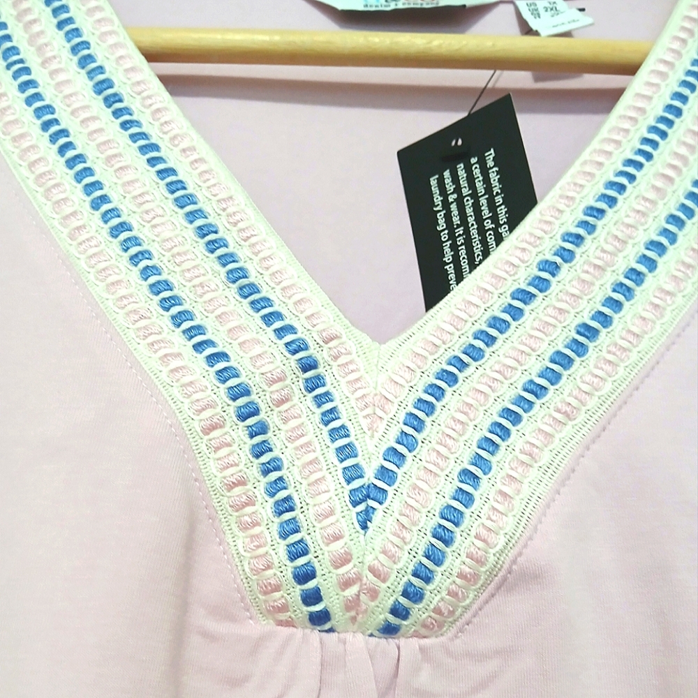 Denim & Co. Lavender Sleeveless Top with Embroidered Neckline - Picture 4 of 6